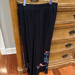 Black Pants with Colorful Embroidery
